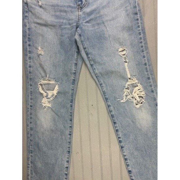 Uniqlo Size 26 Slim Straight High Rise Distress Stretch Light Wash - Picture 6 of 7